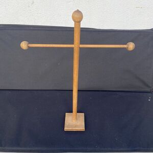 Vintage Wooden Jewelry Display Necklace Stand Real Wood